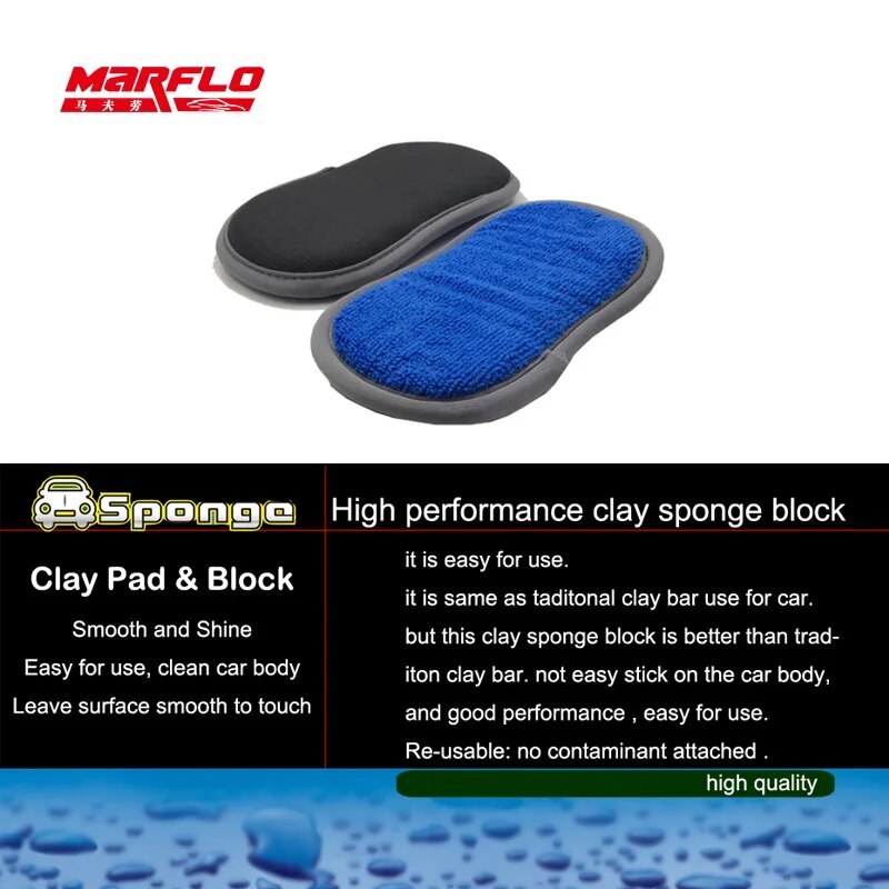 Marflo Car Wash Microfiber Pad Magic Clay Speedy Surface Perp Clay 2.0 Made by Brilliatech