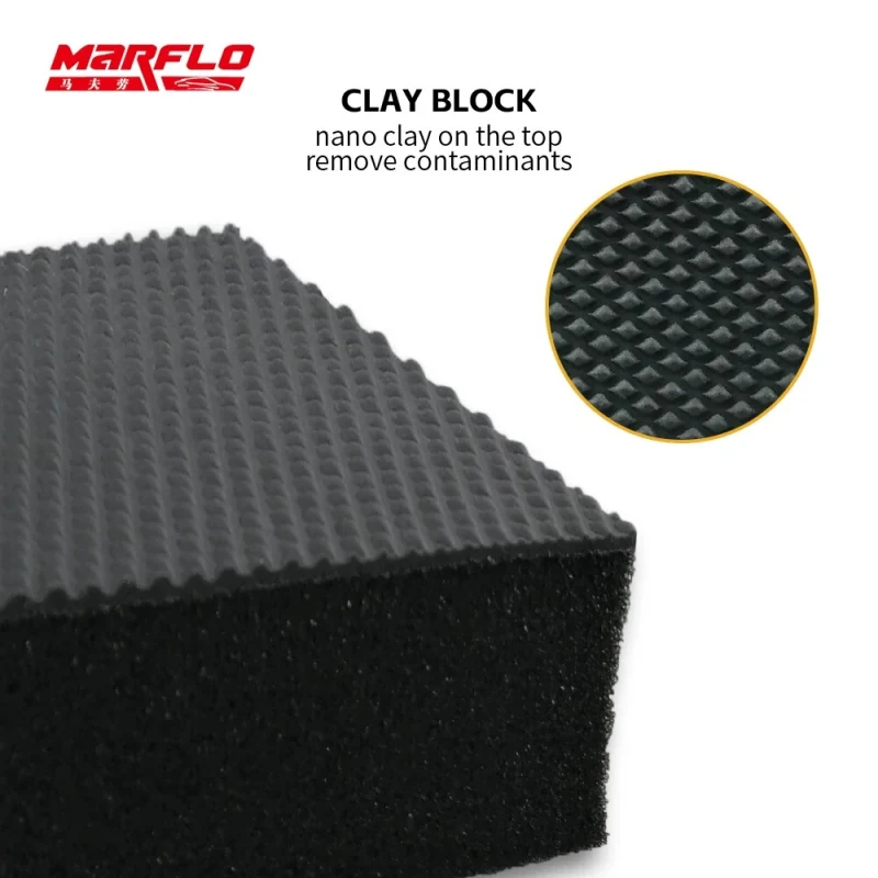 Marflo Car Washing Paint Cleaner Magic Clay Bar Block Sponge Clay Removal Contaminants Before Paint Wax Ceramic Coating