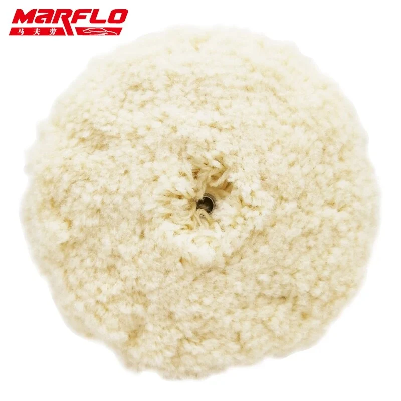 Marflo 8" inch Soft Wool Polishing Buffing Pad for Scratch Removal with Wax Car Compounds Auto Polisher