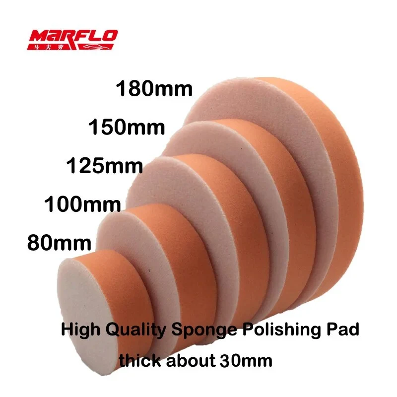 Marflo Sponge Polishing Pad Dual Action Pad Sponge Buff Polish Pad Heavy Medium Fine Grade 180mm 150mm 125mm 100mm 80mm