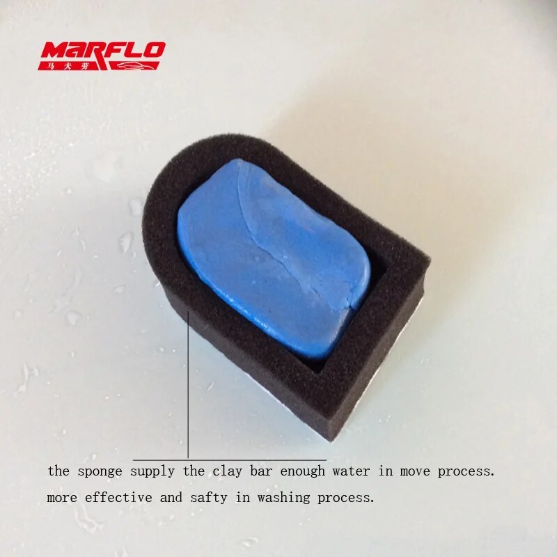 50g Magic Clay Bar 4pcs With Sponge Applicator Blue Yellow Auto Cleaning Clay Bar Car Detailing Clean Clay Blue Marflo BT-2016S