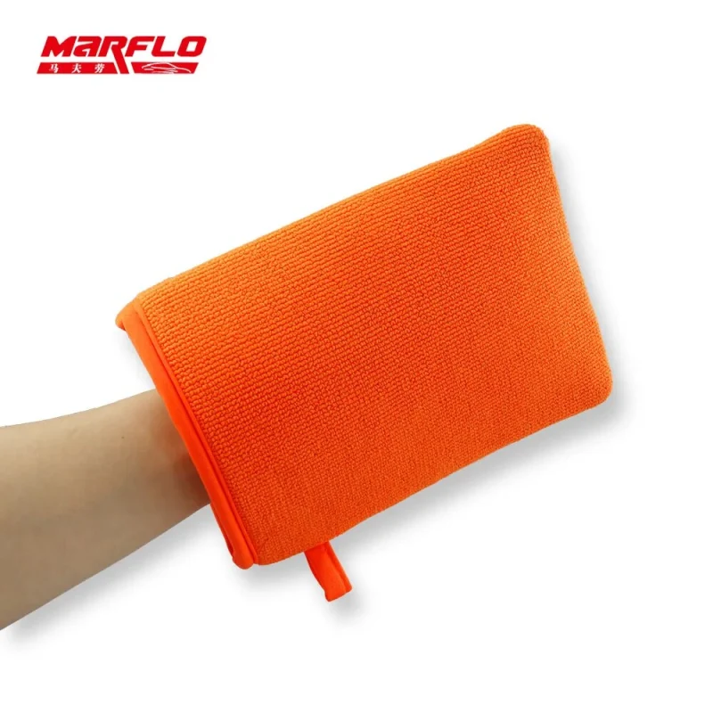 Marflo Car Care Maintenance Tools Magic Clay Glove Orange Mitt Microfiber Auto Detailing Cleaner Washer With Retail Packaging
