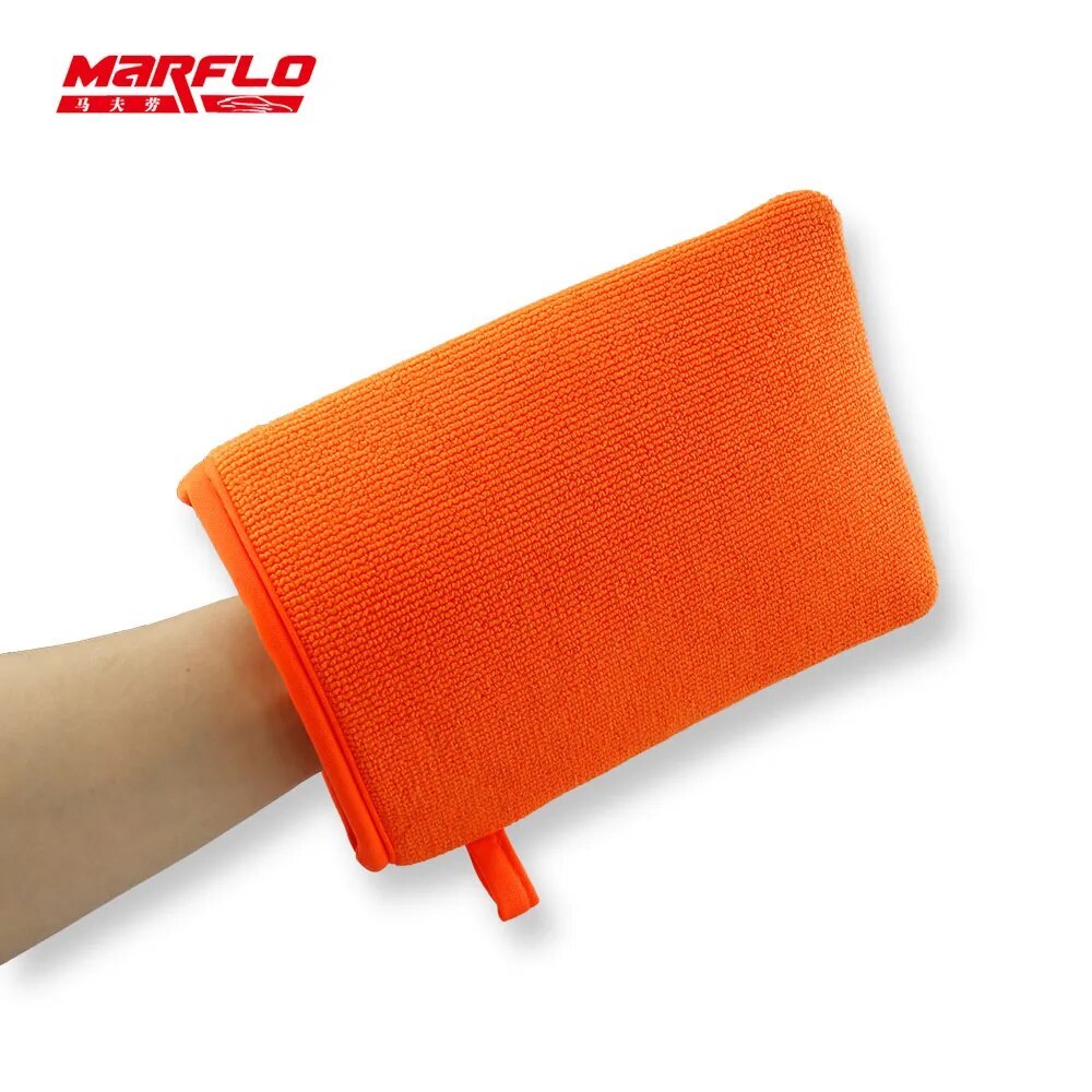 Marflo Car Care Maintenance Tools Magic Clay Glove Orange Mitt Microfiber Auto Detailing Cleaner Washer With Retail Packaging