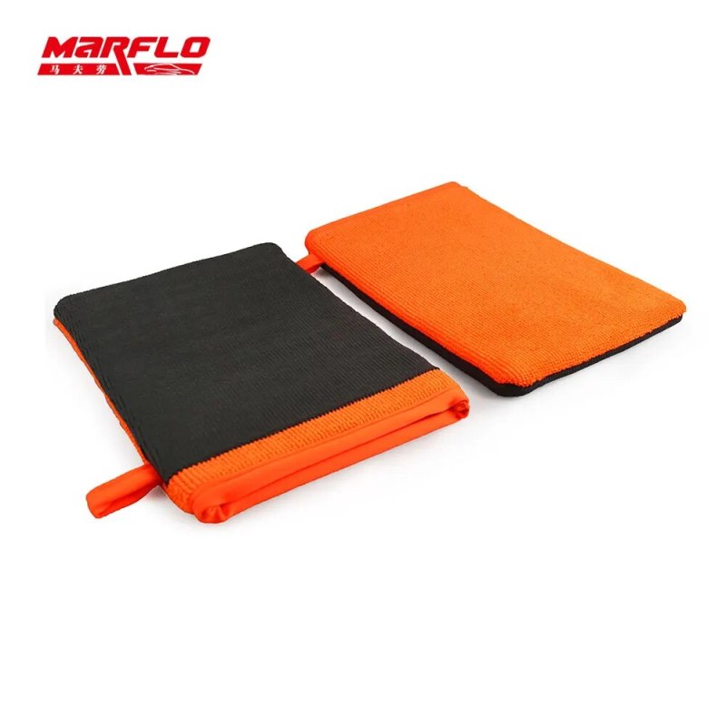 Marflo Car Care Maintenance Tools Magic Clay Glove Orange Mitt Microfiber Auto Detailing Cleaner Washer With Retail Packaging