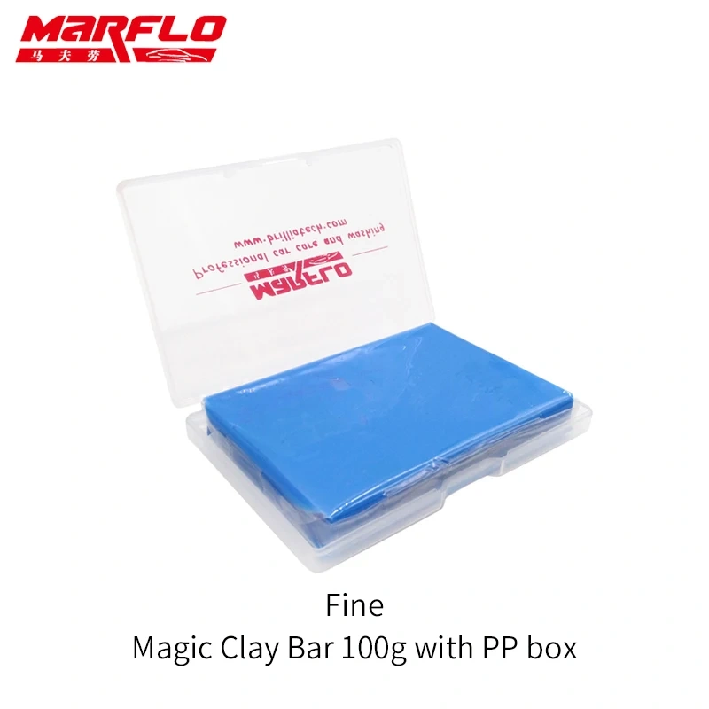 Tar Spot Remover Magic Clay Bar Fine Medium Heavy King Grade 100g with PP Box Car Care Wash Wax Applicator Marflo Brilliatech