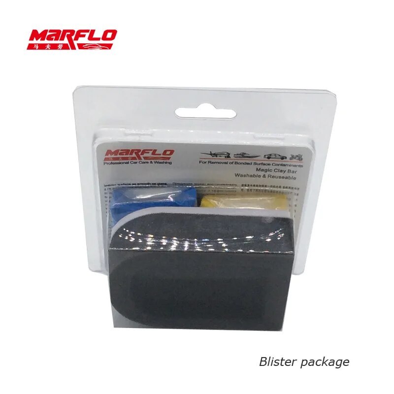 Marflo Magic Clay Bar 2pcs With Sponge Applicator Blue Yellow Auto Cleaning Detailing Mud By Brilliatech