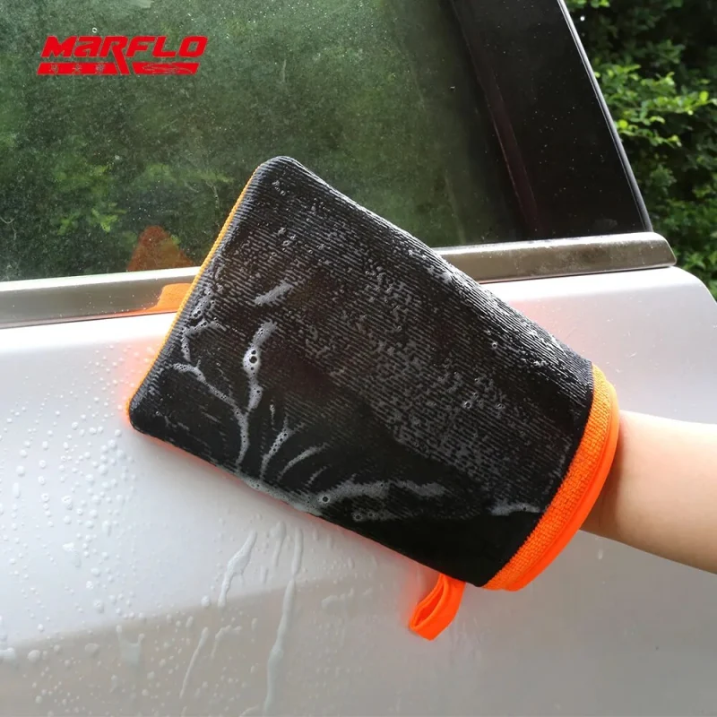 Marflo Car Care Maintenance Tools Magic Clay Glove Orange Mitt Microfiber Auto Detailing Cleaner Washer With Retail Packaging