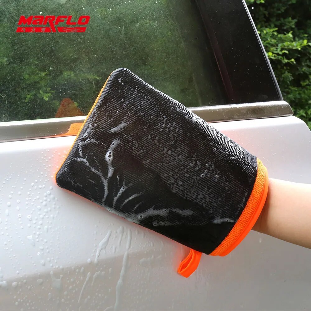 Marflo Car Care Maintenance Tools Magic Clay Glove Orange Mitt Microfiber Auto Detailing Cleaner Washer With Retail Packaging