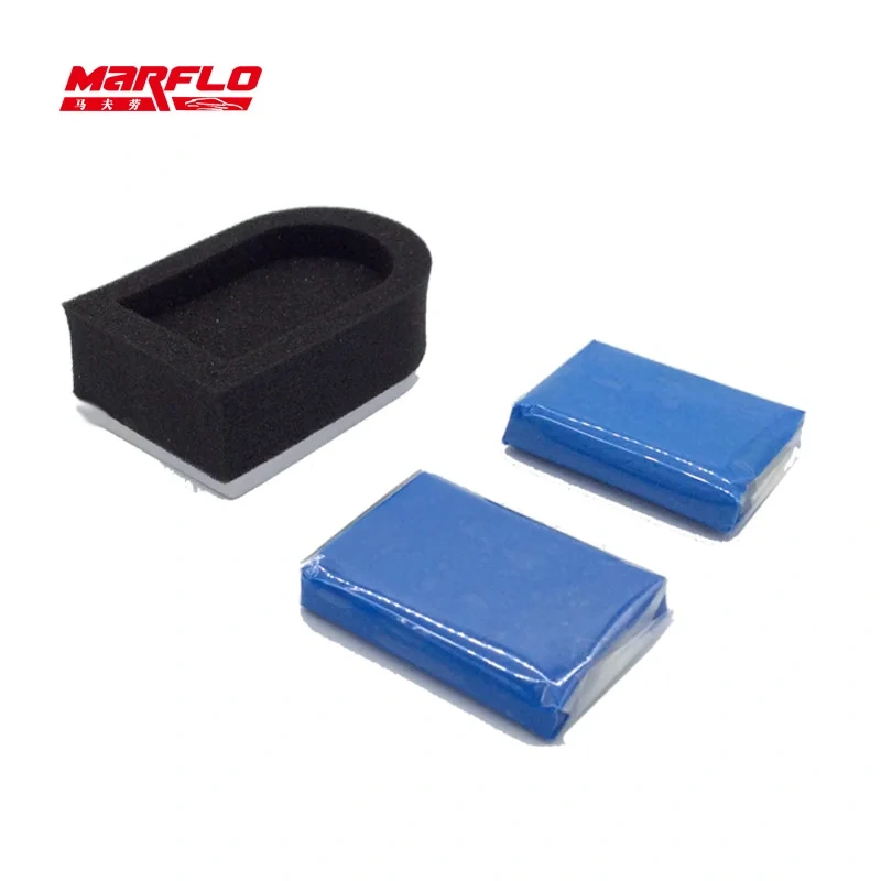 Marflo Magic Clay Bar 2pcs With Sponge Applicator Blue Yellow Auto Cleaning Detailing Mud By Brilliatech
