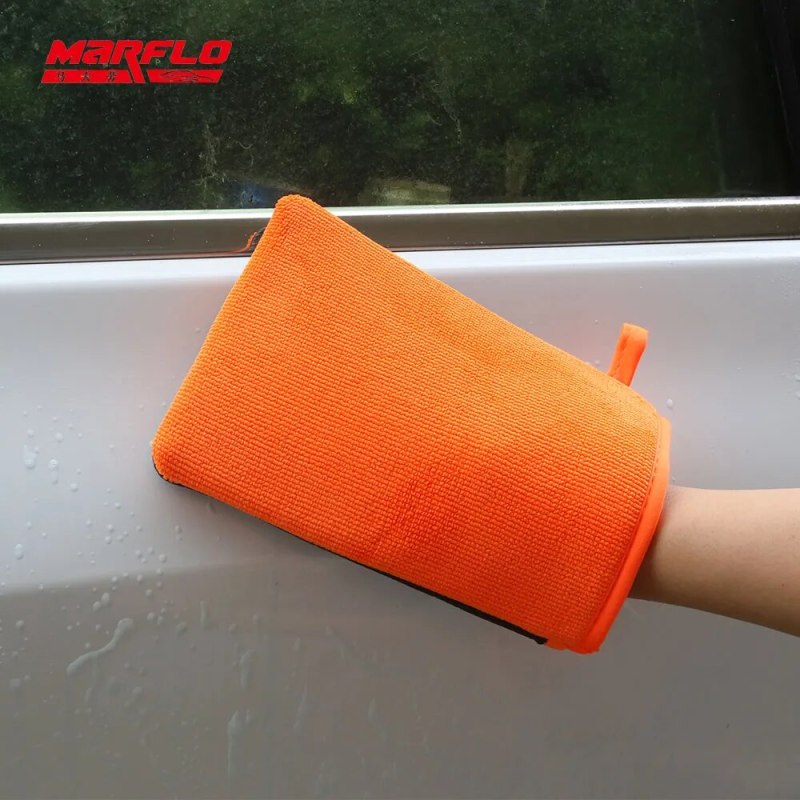 Marflo Car Care Maintenance Tools Magic Clay Glove Orange Mitt Microfiber Auto Detailing Cleaner Washer With Retail Packaging