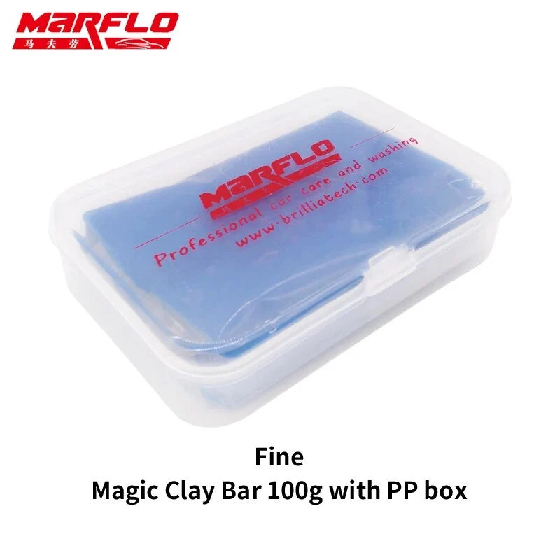 Tar Spot Remover Magic Clay Bar Fine Medium Heavy King Grade 100g with PP Box Car Care Wash Wax Applicator Marflo Brilliatech
