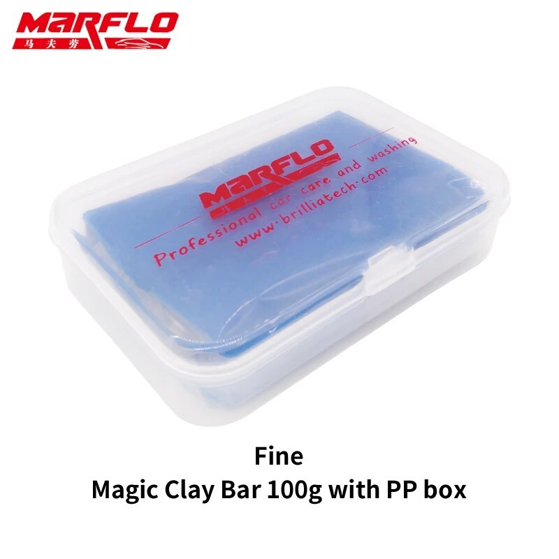 Tar Spot Remover Magic Clay Bar Fine Medium Heavy King Grade 100g with PP Box Car Care Wash Wax Applicator Marflo Brilliatech