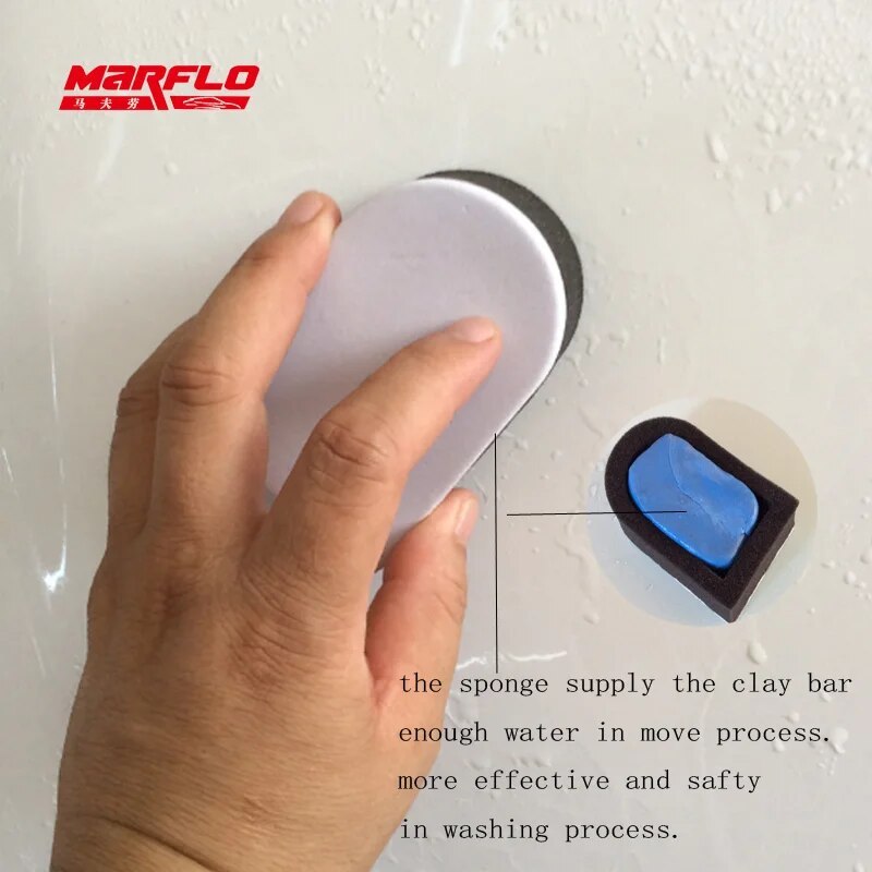 50g Magic Clay Bar 4pcs With Sponge Applicator Blue Yellow Auto Cleaning Clay Bar Car Detailing Clean Clay Blue Marflo BT-2016S