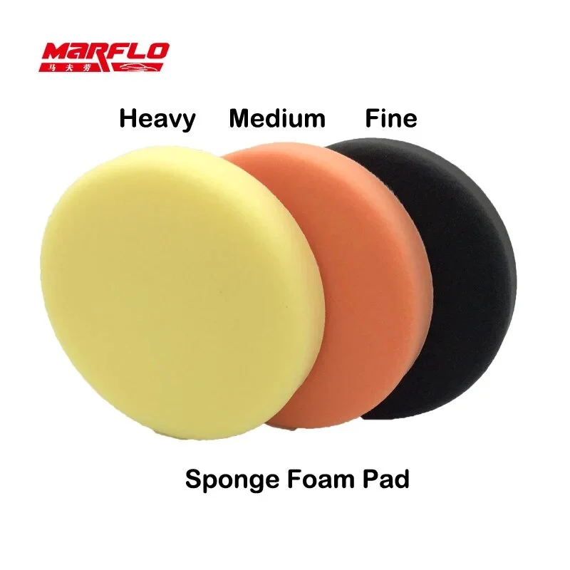 Marflo 150mm Polishing Sponge Pad Buff Polishing Pad For Car Polisher Dual Action Pad Sponge Fine Medium Heavy Cutting Power