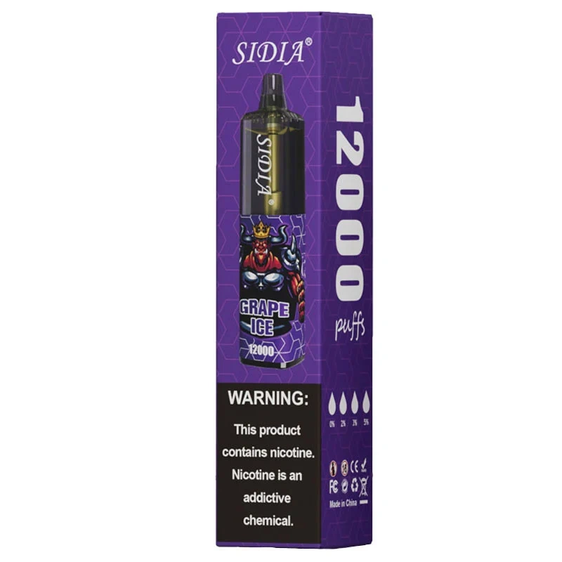 Высококачественная одноразовая электронная сигарета SIDIA 12000.(Вкус: виноградный лед) 12000 штук.20 мл жидкости.Электронная сигара0% / 2% / 3% / 5% никотин
