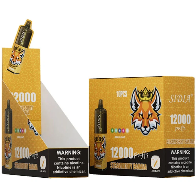Высококачественная одноразовая электронная сигарета SIDIA 12000.(Вкус: клубнично-банановый) 12000 штук.20 мл жидкости.Электронная сигара0% / 2% / 3% / 5% никотин