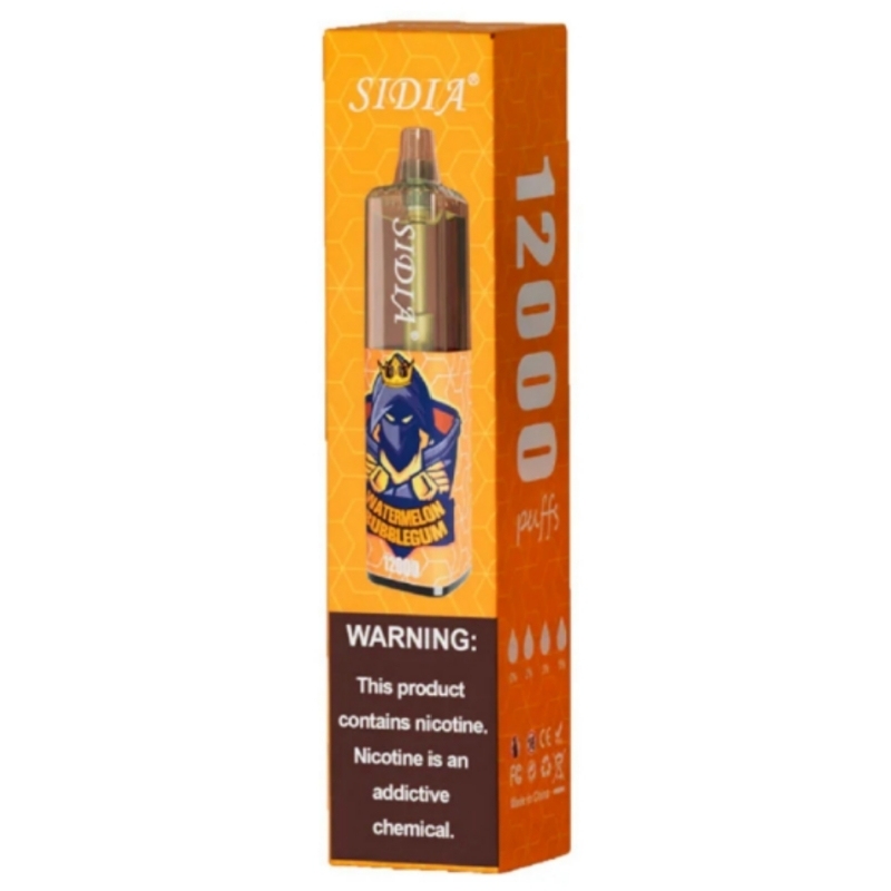 Высококачественная одноразовая электронная сигарета SIDIA 12000.(Вкус: арбузная жевательная резинка) 12000 штук.20 мл жидкости.Электронная сигара0% / 2% / 3% / 5% никотин