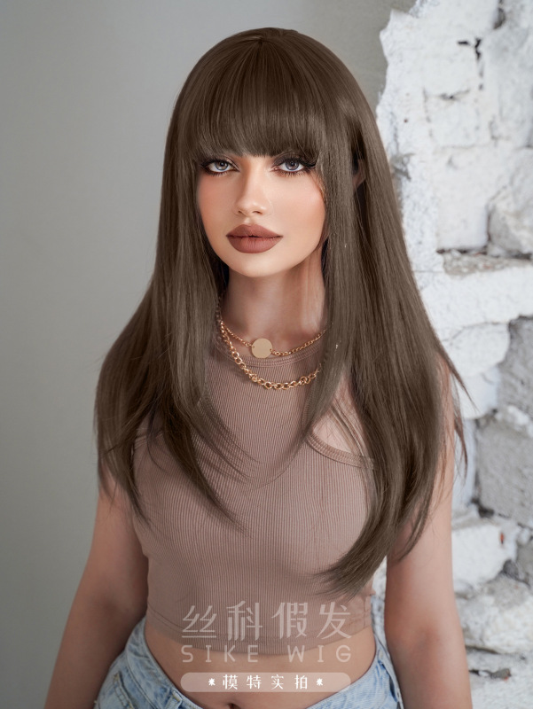 JFNCZ18. Женский парик. Длинные прямые валосы. Холодный коричневой. AG295.