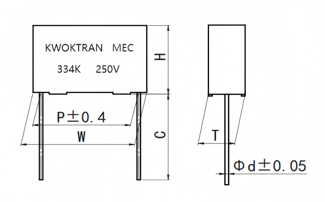 MEC(C23) 塑料外壳金属化聚酯膜电容器（盒装） Metalized polyester film capacitor (Box-type)