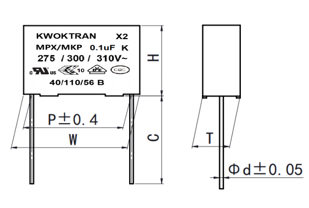 MKV(C29)  电容降压专用金属化聚酯膜交流电容器  Metallized polyester film AC capacitor for capacitor voltage reduction