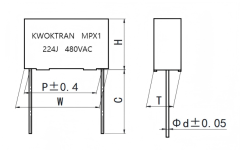 MPX1(C45) 金属化聚丙烯膜抗干扰电容器（X1类，480Vac/440Vac）Metallized polypropylene film interference Suppression capacitor (ClassX1，480Vac/Vac)