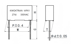 MPX1(C44) 金属化聚丙烯膜抗干扰电容器（X1类，330Vac）Metallized polypropylene film interference Suppression capacitor (ClassX1 330Vac)