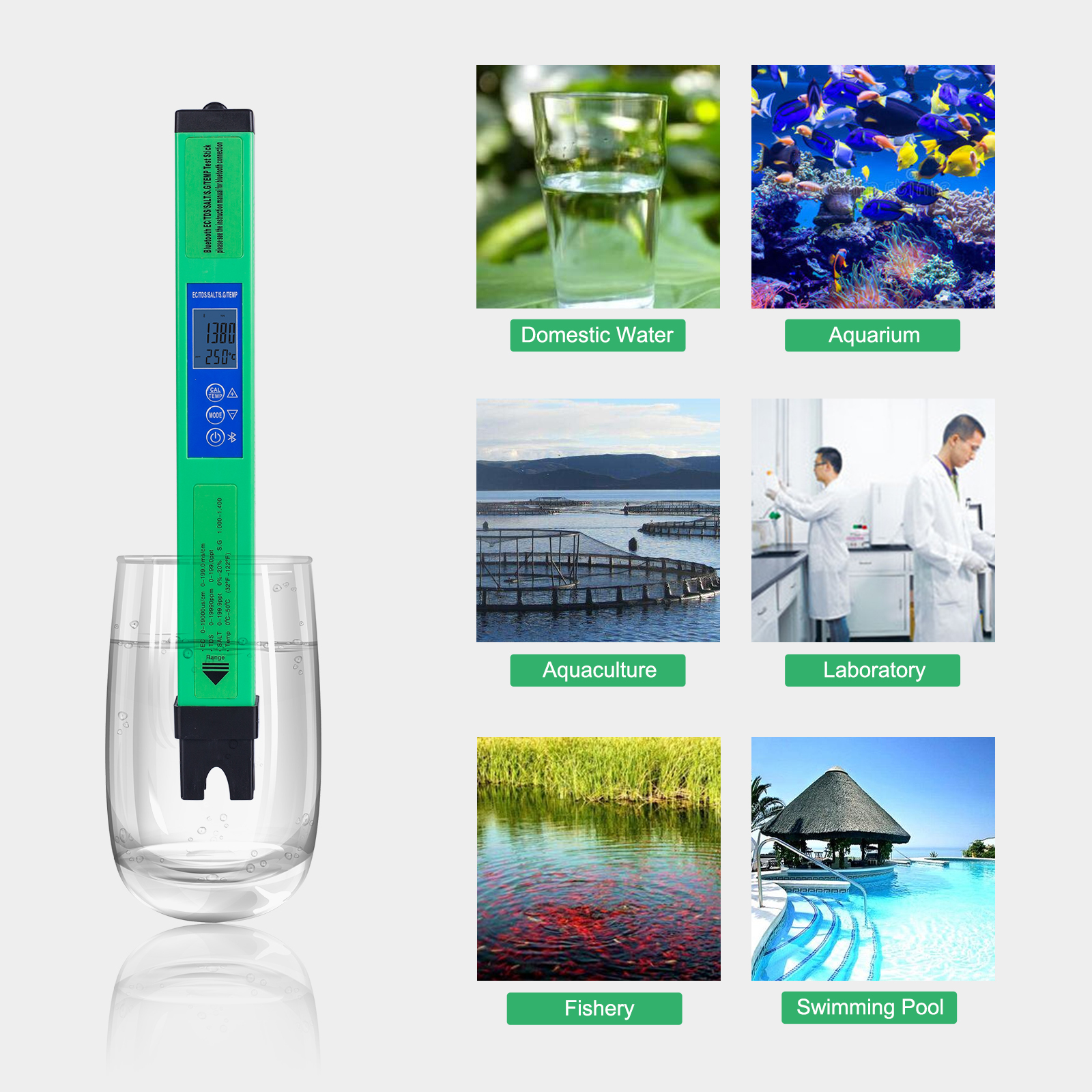 5 in 1 Bluetooth multi-parameter EC/TDS/SALT/S.G/Temperature Test Meter
