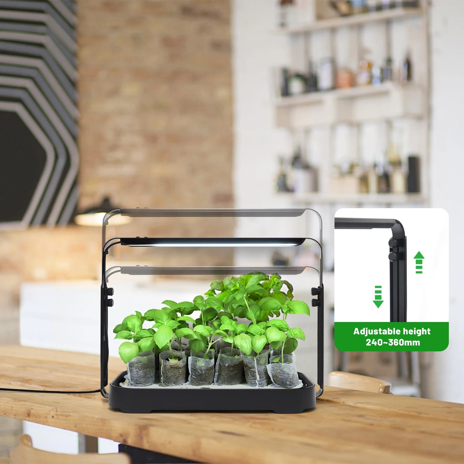 Height Adjustable Microgreen Tray Kit Smart Indoor Desk Planter Garden with Grow Bag & 16W Light & Mat Smart Home Products