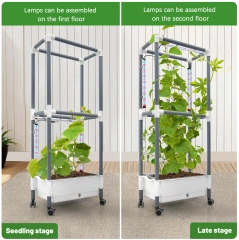 Smart Automatic Watering Climbing Planter Stand - Indoor Vertical Garden System with LED Grow Light for Tomatoes, Cucumbers, Flowers