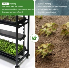 Adjustable 2-Layer Mini Greenhouse with LED Growing System Indoor Planter Garden for Microgreens and Wheatgrass Seeds