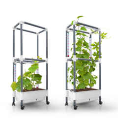 Smart Automatic Watering Climbing Planter Stand - Indoor Vertical Garden System with LED Grow Light for Tomatoes, Cucumbers, Flowers