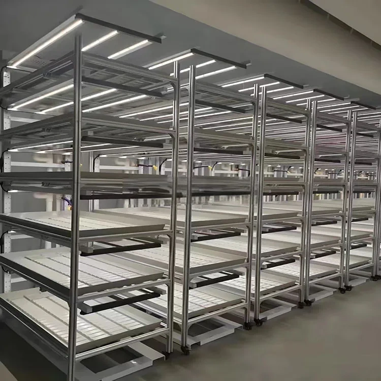 Mobile Vertical Grow Rack System - Indoor Microgreens Farming with Adjustable Shelves and LED Grow Light