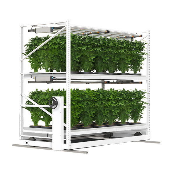 Mobile Vertical Grow Rack System - Indoor Microgreens Farming with Adjustable Shelves and LED Grow Light