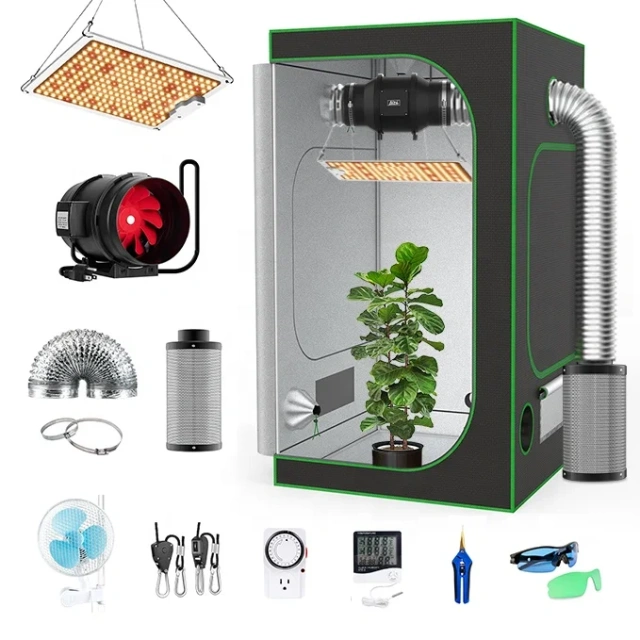 60x60x120cm Grow Tent Complete Kit - Diamond Reflective Mylar Hydroponic System w/ Observation Window | 2x2x4ft Indoor Plant Tent