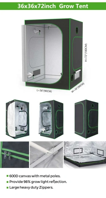 60x60x120cm Grow Tent Complete Kit - Diamond Reflective Mylar Hydroponic System w/ Observation Window | 2x2x4ft Indoor Plant Tent