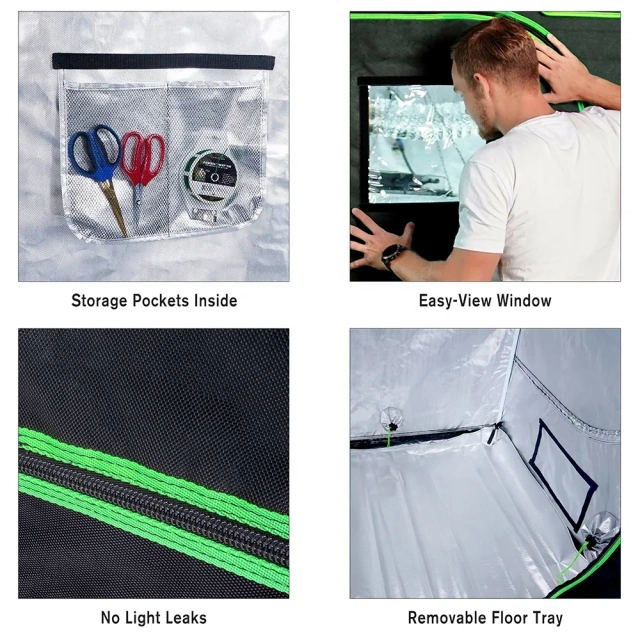 60x60x120cm Grow Tent Complete Kit - Diamond Reflective Mylar Hydroponic System w/ Observation Window | 2x2x4ft Indoor Plant Tent