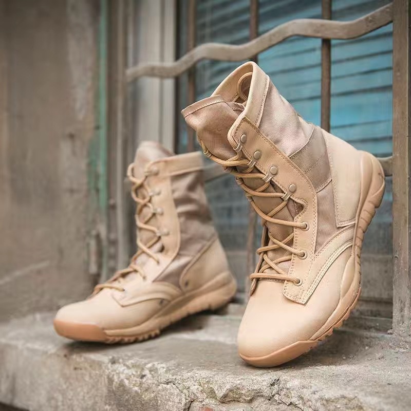 Summer Ultra Lightweight Breathable CQB Military Combat Boots High-Top Desert Canvas Outdoor Shoes