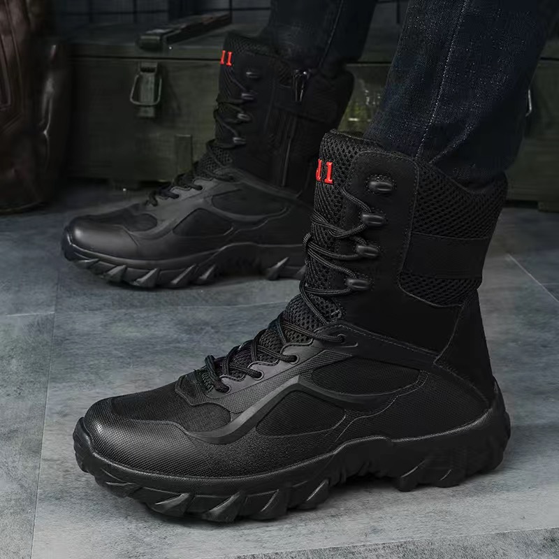 Summer Ultra Lightweight Breathable CQB Military Combat Boots High-Top Desert Canvas Outdoor Shoes