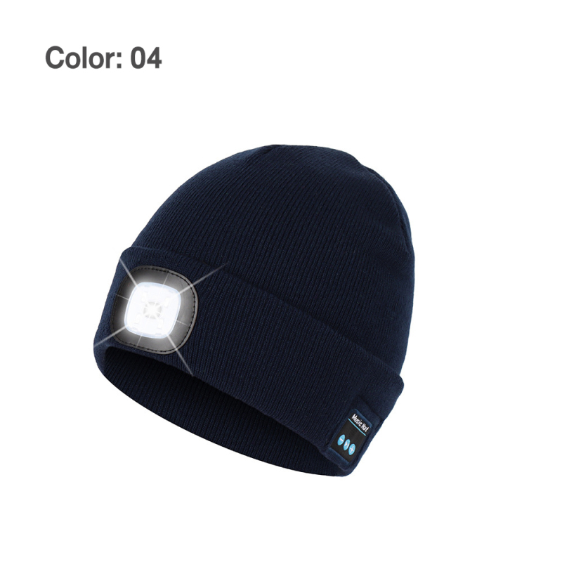 Bluetooth Beanie with Light, Unisex USB Rechargeable LED Headlamp Hat with Headphones, Built-in Speakers & Mic Winter Knitted Night Lighted Music Beanie, Gifts for Men Women Teen