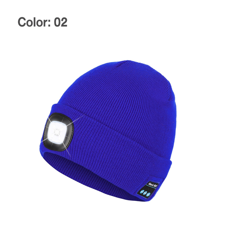 Bluetooth Beanie with Light, Unisex USB Rechargeable LED Headlamp Hat with Headphones, Built-in Speakers & Mic Winter Knitted Night Lighted Music Beanie, Gifts for Men Women Teen