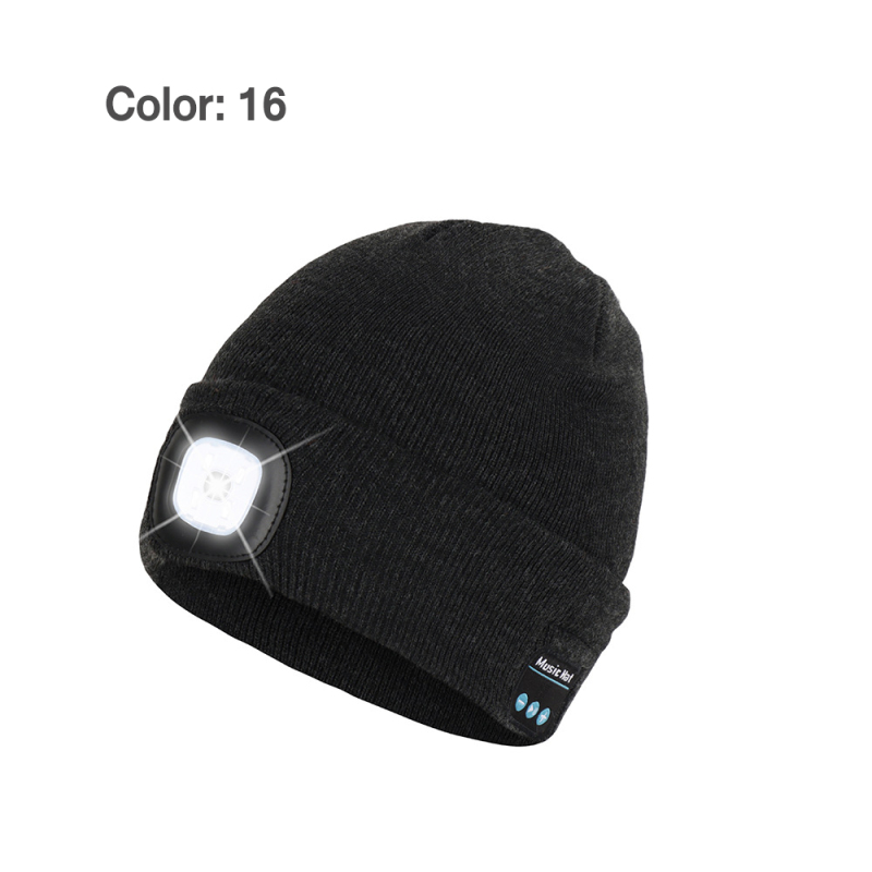 Bluetooth Beanie with Light, Unisex USB Rechargeable LED Headlamp Hat with Headphones, Built-in Speakers & Mic Winter Knitted Night Lighted Music Beanie, Gifts for Men Women Teen
