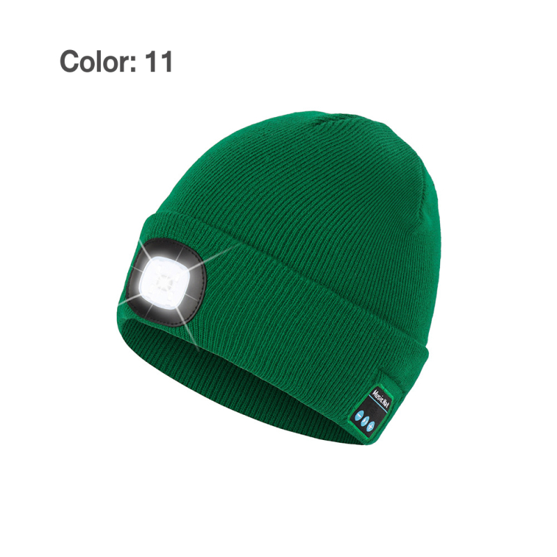 Bluetooth Beanie with Light, Unisex USB Rechargeable LED Headlamp Hat with Headphones, Built-in Speakers & Mic Winter Knitted Night Lighted Music Beanie, Gifts for Men Women Teen