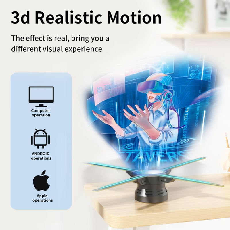 3D Hologram Fan Display, 23.6 inch 3D Holographic Projector Advertising Display with Remote and Bluetooth and Splicing