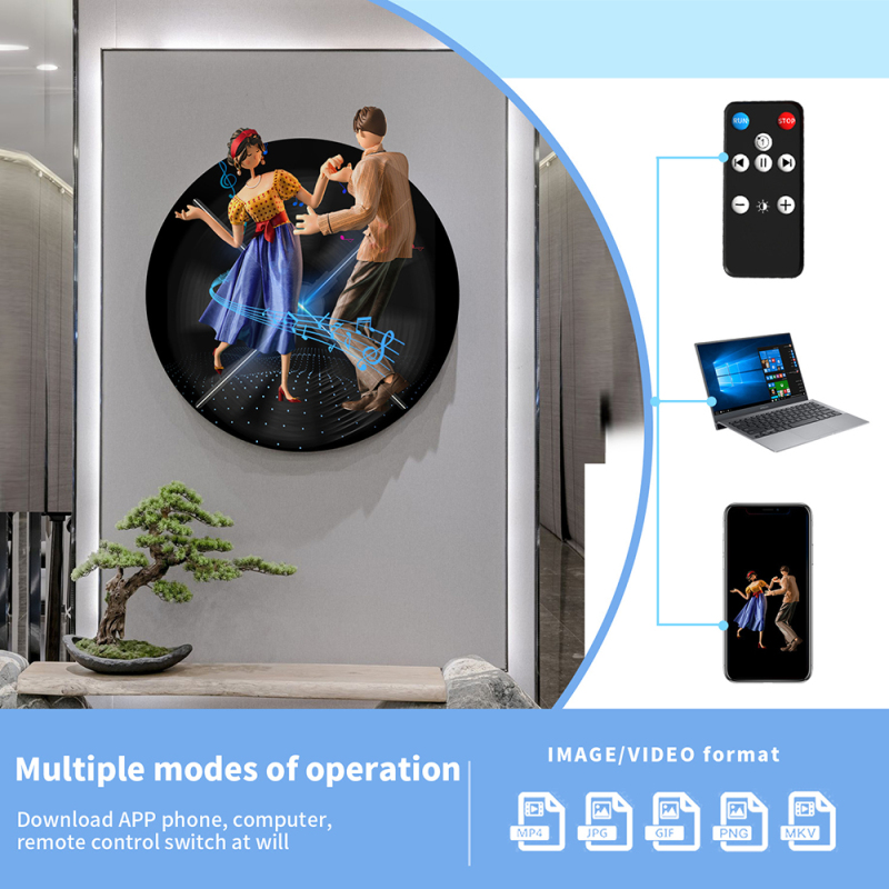 3D Hologram Fan Display, 23.6 inch 3D Holographic Projector Advertising Display with Remote and Bluetooth and Splicing