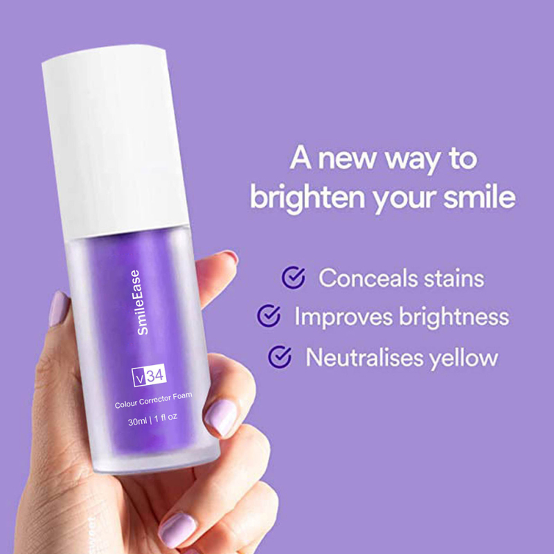 V34 Original SmileEase Purple Whitening Toothpaste Reduce Yellow Removal Smoke Stain Toothpaste Oral Tooth Whitening Products