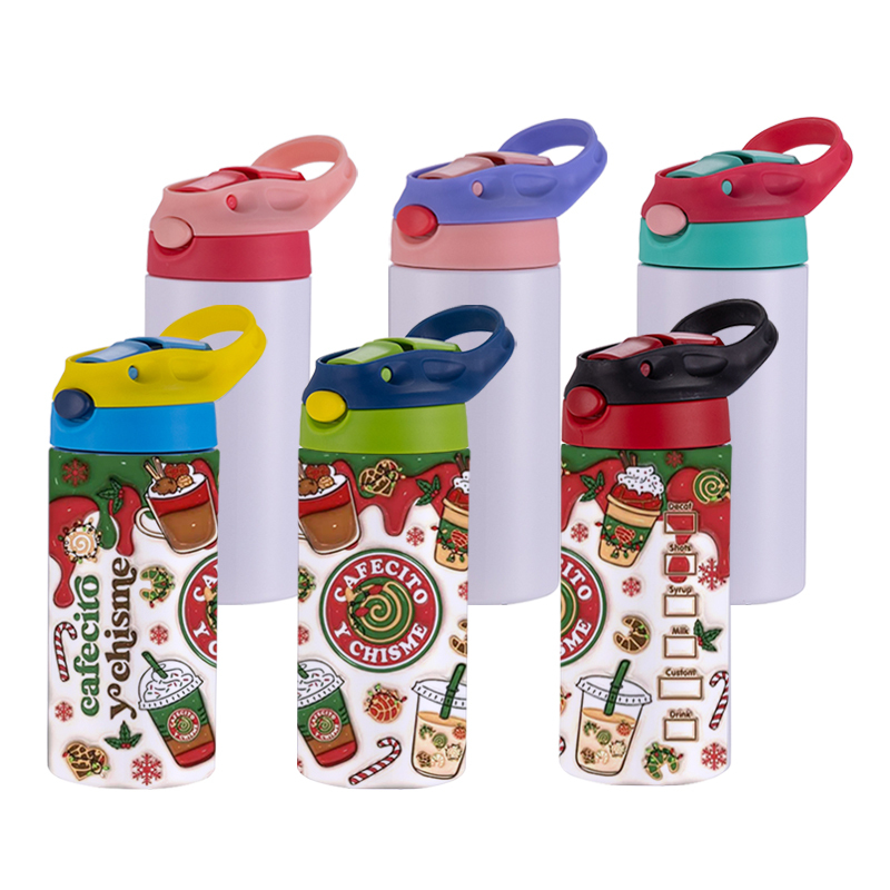 Bob 12oz Sublimation Kids Water Bottles Straight Tumblers USA Warehouse Stocked