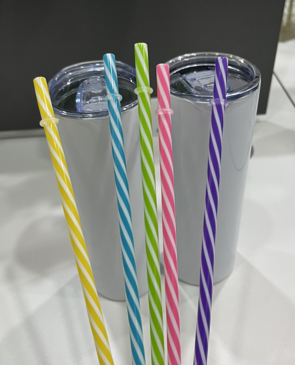 Calvin 20oz straight tumbler  with colored straw with plastic straw
