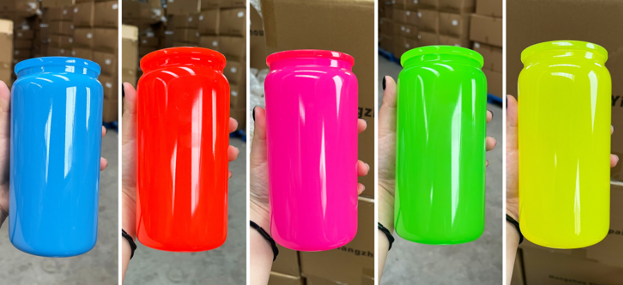 Seven USA Warehouse 16oz neon glass cup
