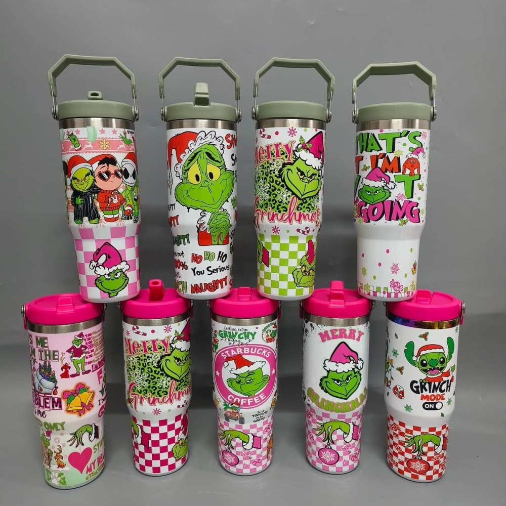 Bob 30OZ grinch handle tumbler