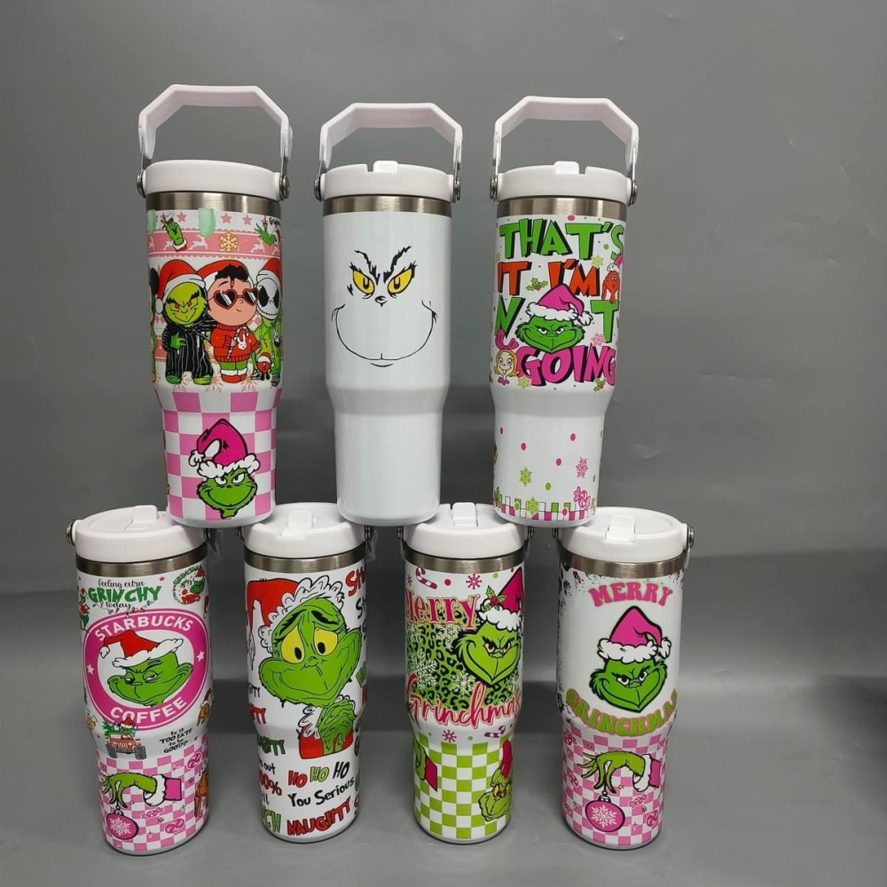 Bob 30OZ grinch handle tumbler
